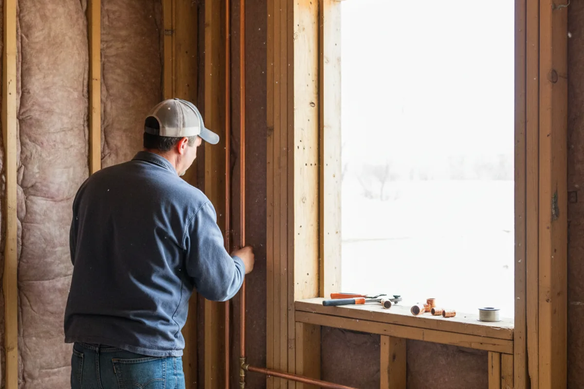 Licensed plumber running new copper supply lines in a Raymore home