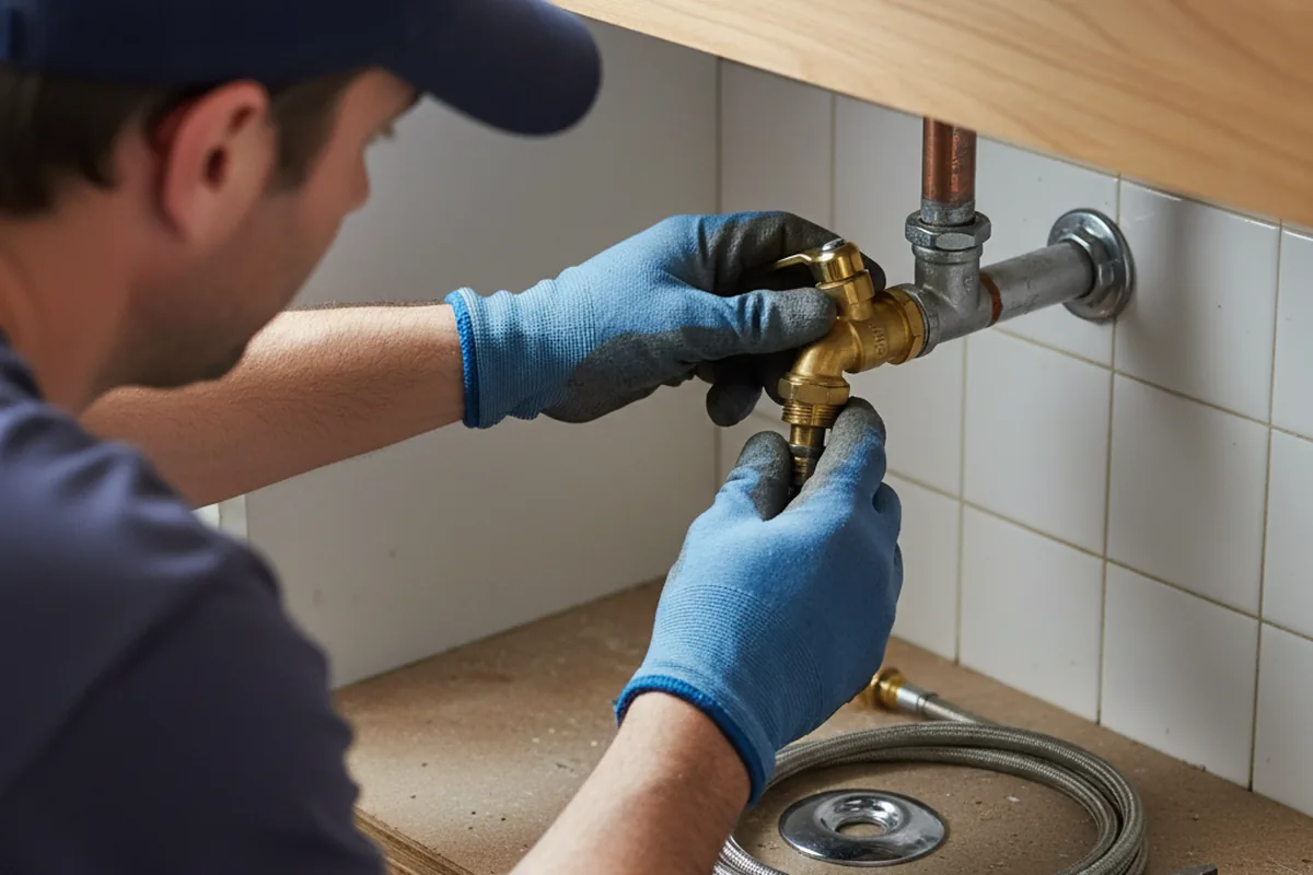 Shutoff valve and fitting work during Burst Pipe Repair in Raymore